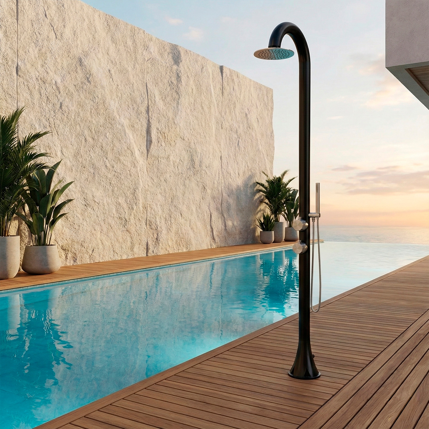 DOCCIA-LUNA-DUO-NERA-INOX-ambientata DOCCIA-LUNA-DUO-NERA-INOX