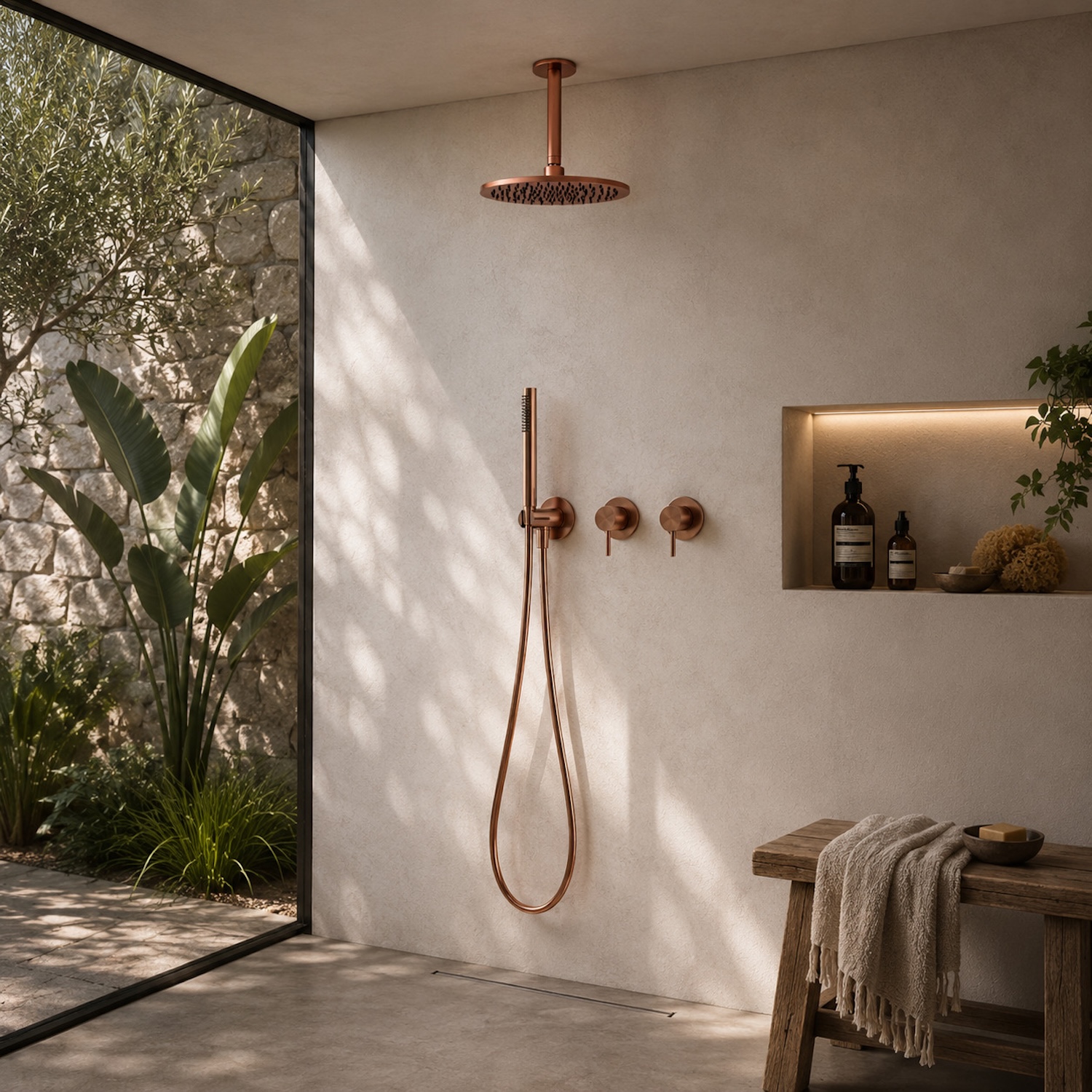 KIT-DOCCIA-SOFFITTO-ACQUA-FREDDA-CORTO-25-ORO-ROSA-ambientata KIT-DOCCIA-SOFFITTO-ACQUA-FREDDA-CORTO-25-ORO-ROSA