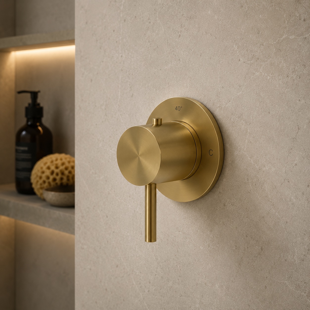 MISCELATORE-MURO-LEVANTE-TERMOSTATICO-ORO-ambientata MISCELATORE-MURO-LEVANTE-TERMOSTATICO-ORO