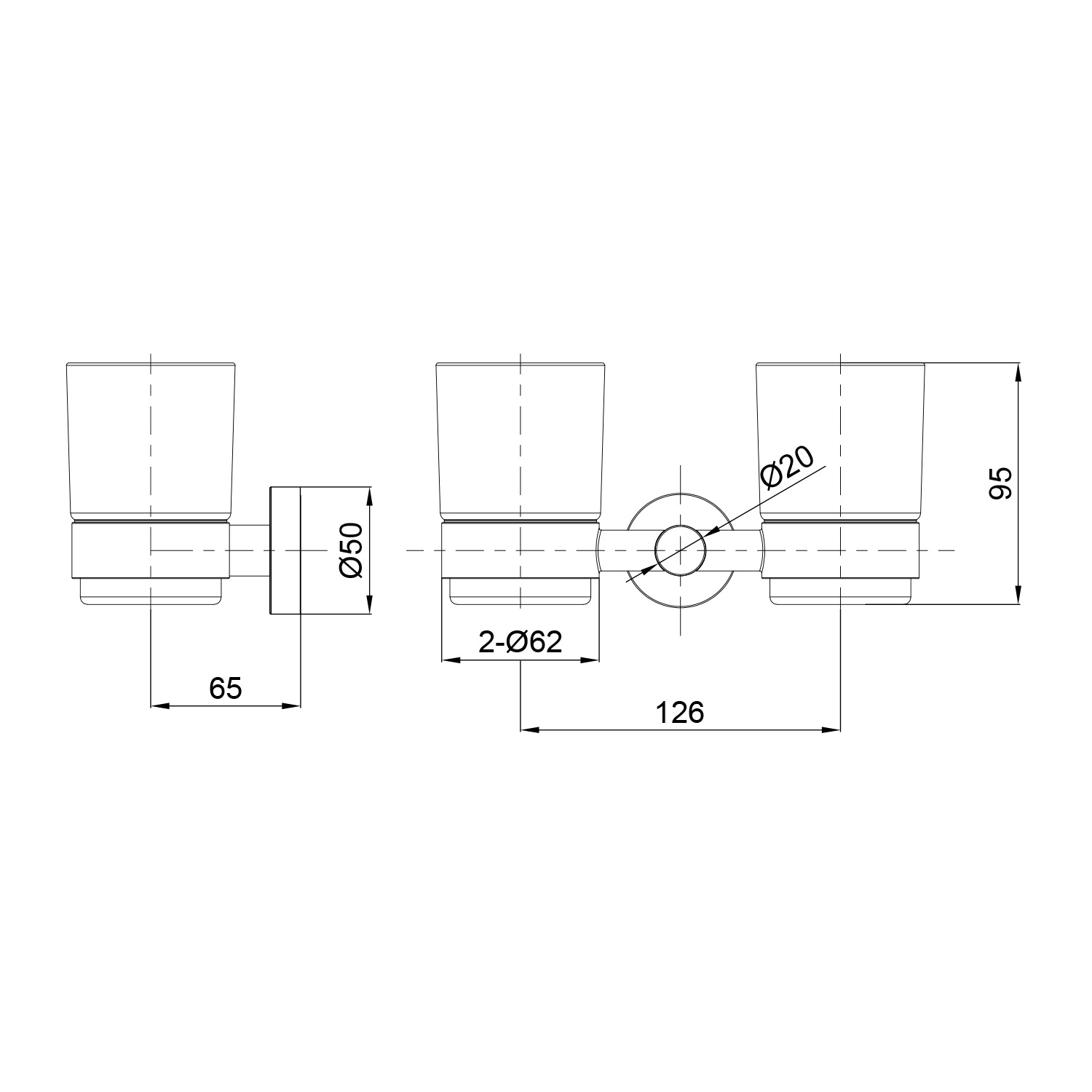 PORTA-BICCHIERE-LEVANTE-DOPPIO-INOX PORTA-BICCHIERE-LEVANTE-DOPPIO-INOX - immagine 3