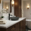 RUBINETTO LAVABO LEVANTE BASSO NERO Ambientata 1 100x100