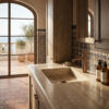 RUBINETTO LAVABO LEVANTE BASSO ORO ROSA Ambientata 1 100x100